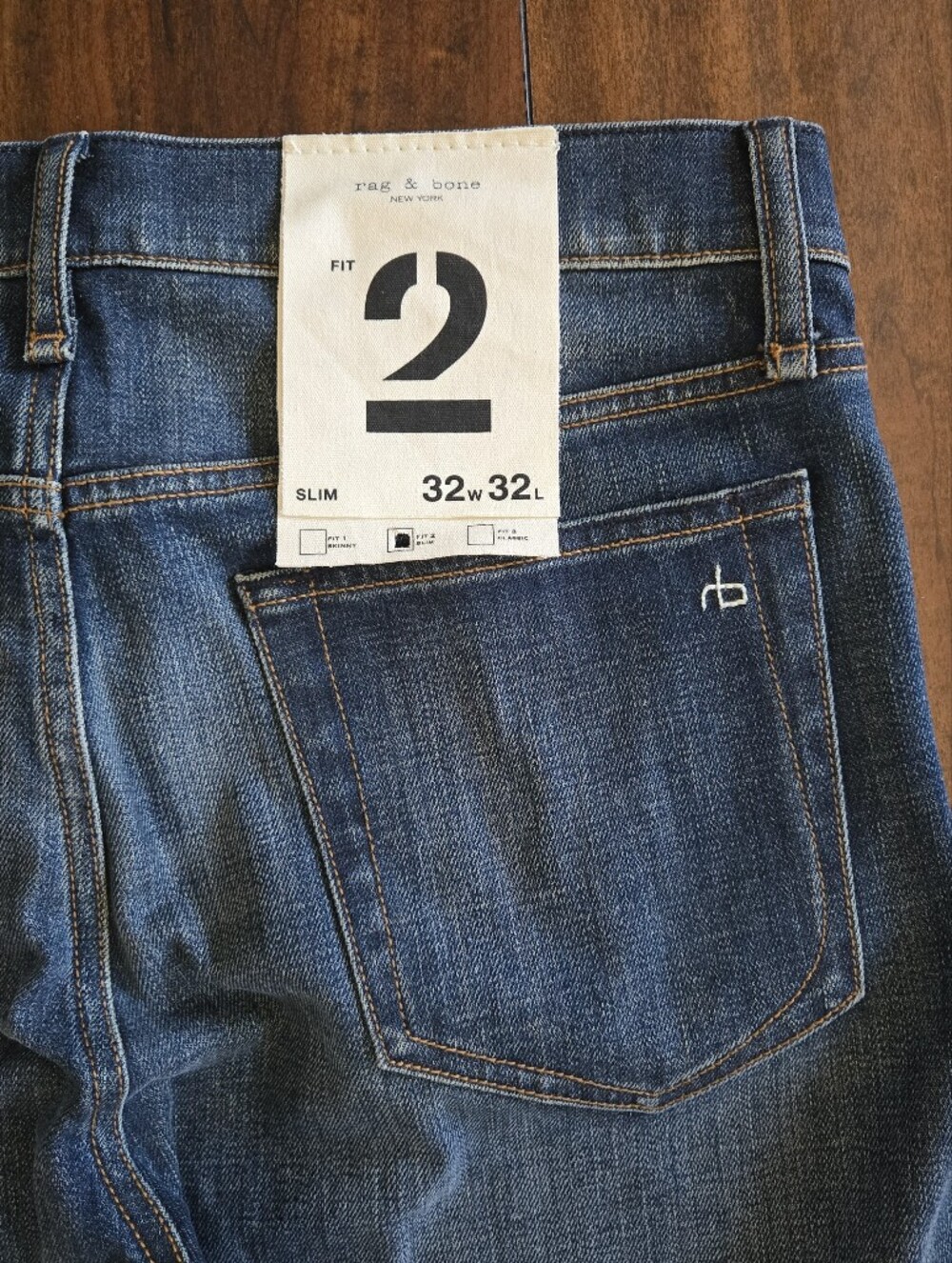 Rag & Bone Fit 2 Slim Fit Dark Wash Straight Jeans In Dusty Trail Size 32x32 - Picture 11 of 14